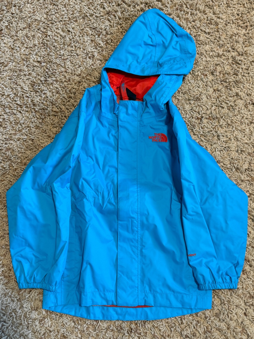The North Face Kids Bright Blue Rain Jacket with Red Accents